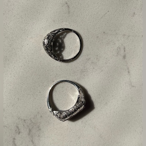 Antique 14k WG 1920s Art Deco Cocktail Ring Set - Picture 4 of 8